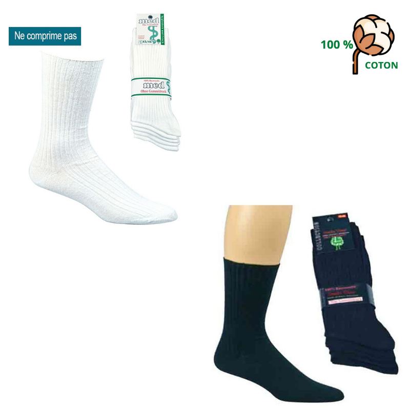 Chaussettes non comprimantes (sans élastique) - 100% coton