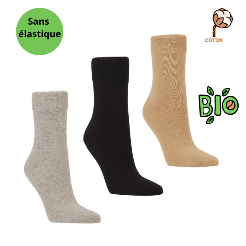 Chaussettes coton sans élastique mixtes