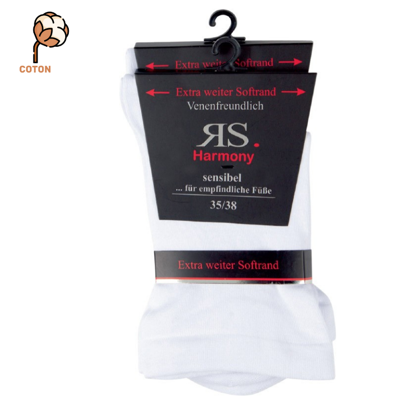 Chaussettes mi-mollet légères sans latex 100 % coton biologique (paquet de  2 paires