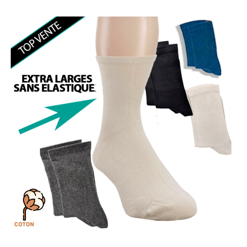 Chaussettes homme en coton, 5 paires, mi-mollet, noir, 39-42 - Et