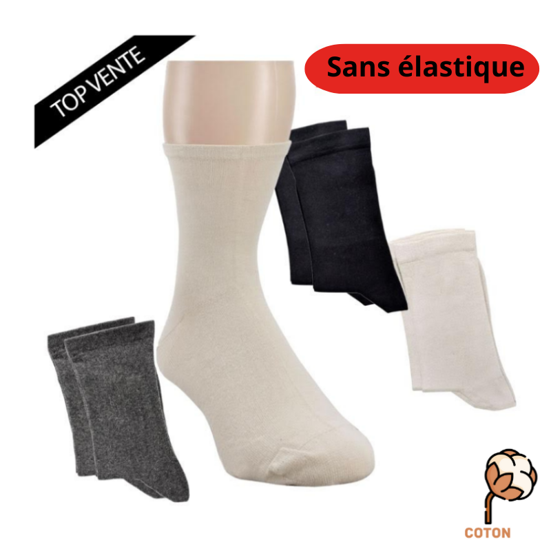 2 paires de chaussettes Diabetique en coton BIO chaussettes non comprimantes